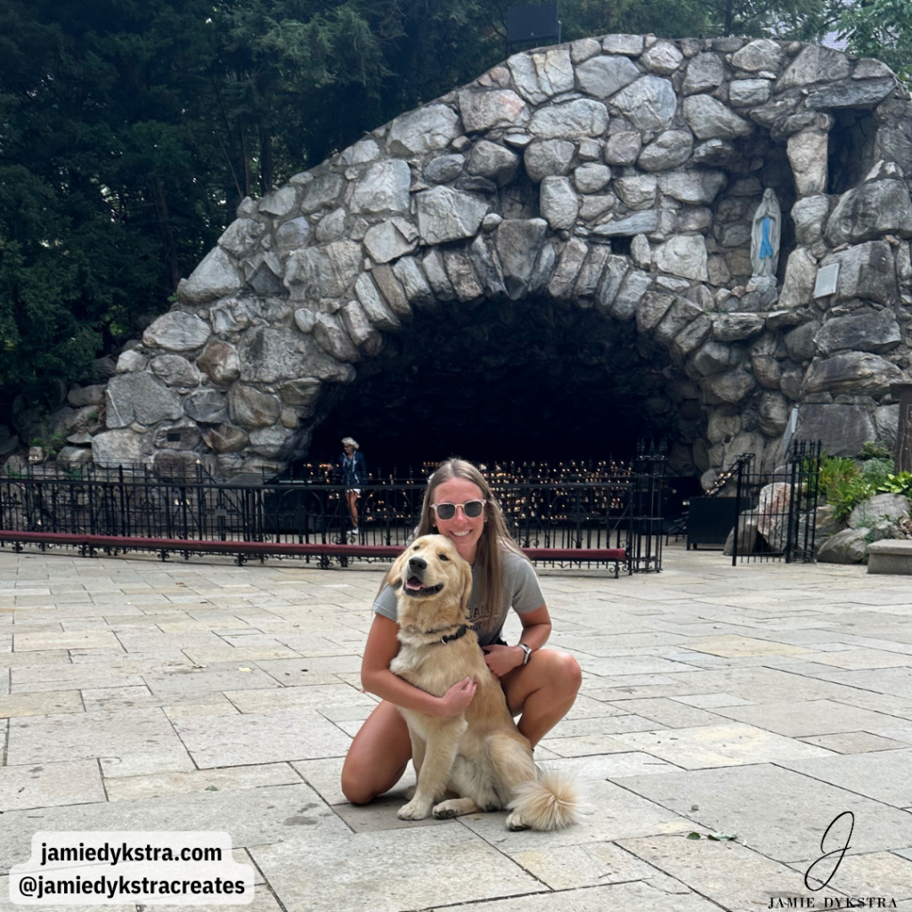 Me and my Golden Retriever at the Grotto at Notre Dame