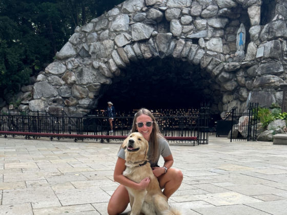 Me and my Golden Retriever at the Grotto at Notre Dame