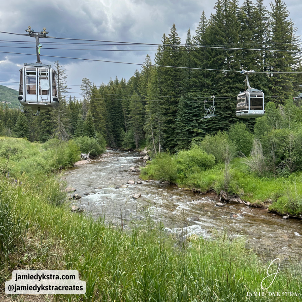 River flowing under a ski lift in Colorado