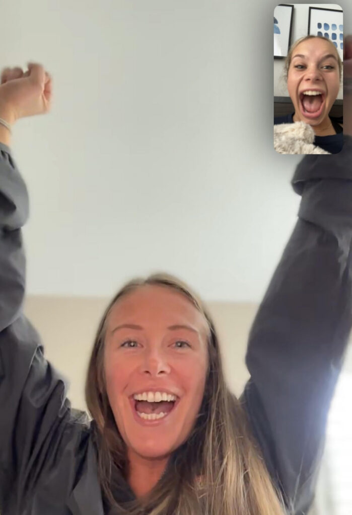 Me celebrating getting awesome concert tickets on a FaceTime.