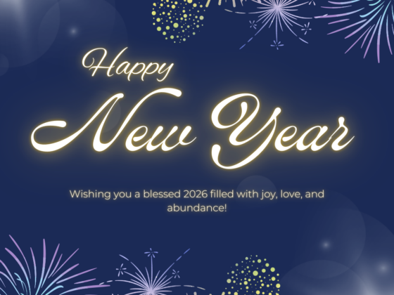 A graphic wishing a happy new year and a blessed 2026 filled with joy, love, and abundance.